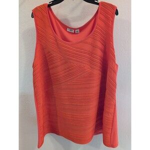 Cato Woman Coral Orange Textured Sleeveless Tank Top Plus Size 26/28W